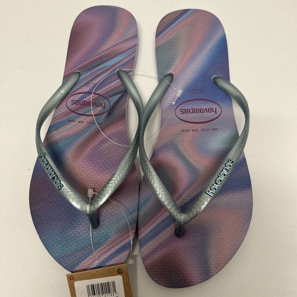 Havaianas Slim Iridescent Quiet Lilac Flip Flops Sandals Women's Size 11/12 New
